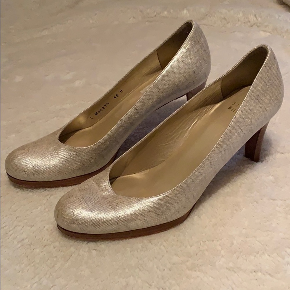 Stuart Weitzman Metallic Tweed Heels size 10